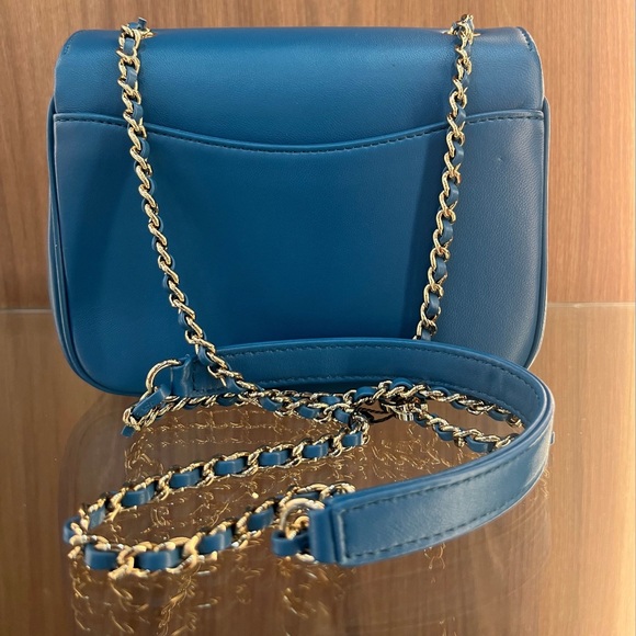 Chanel Mania Flap Blue Lambskin Leather Bag, Chain Strap & COA - Picture 2 of 16